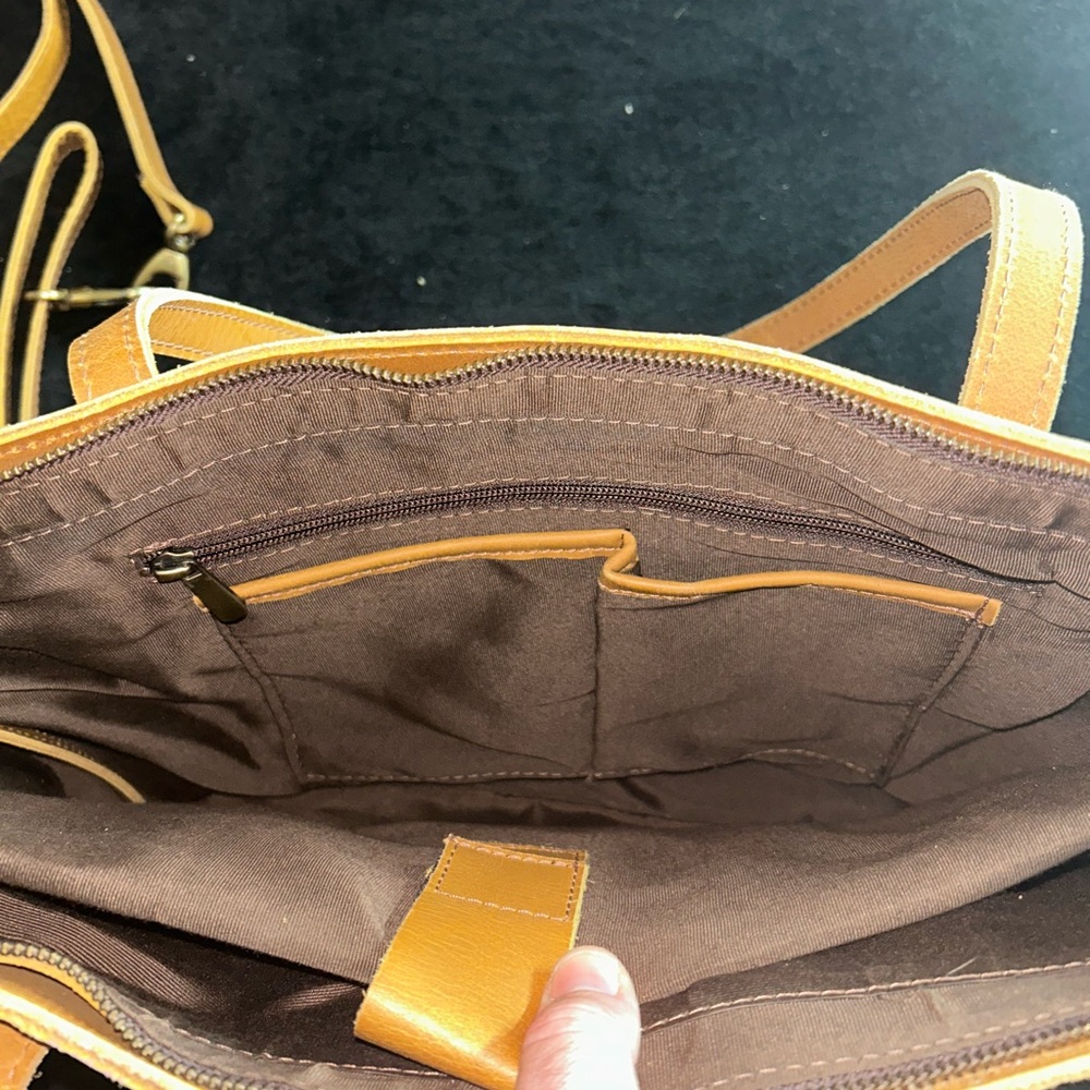 Montana West Camel Leather Tote - Picture 2 of 3